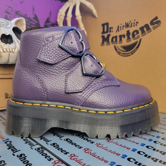 Dr Mertens Devon Heart Quad Platform Leather Boots - Picture 12 of 15